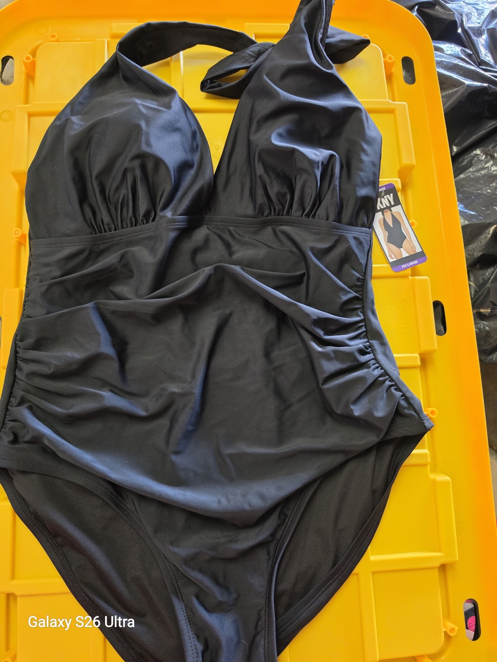 DKNY Black Halter One-Piece Swimsuit